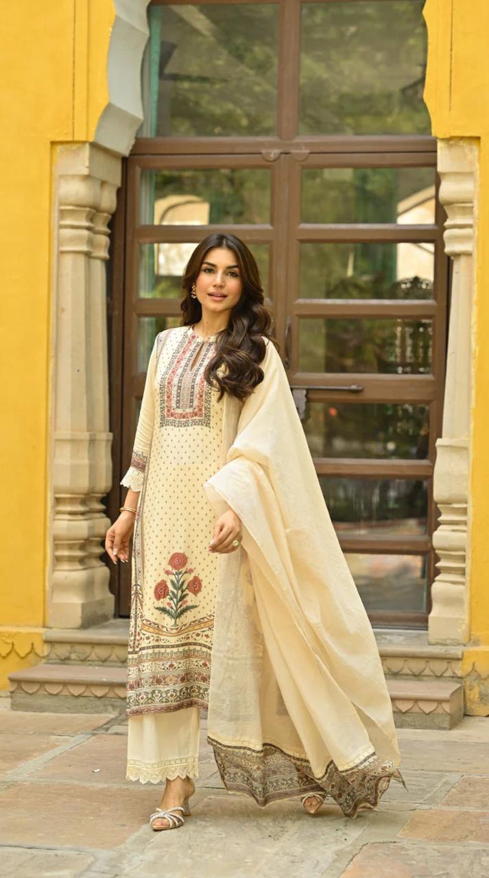 Hema Malini Premium 3-Piece Kurti Set | Hand Jari & Mirror Work | Exclusive Launch
